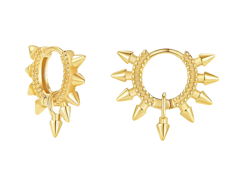 Teall Gold Spiked Huggie Hoop Earrings l Hypoallergenic