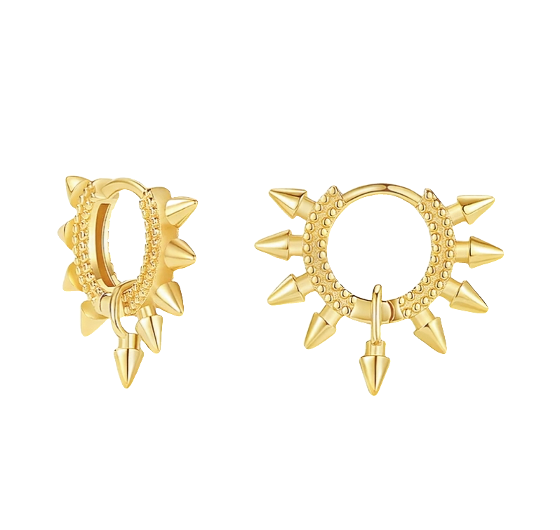 Teall Gold Spiked Huggie Hoop Earrings l Hypoallergenic