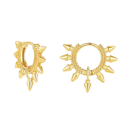 Teall Gold Spiked Huggie Hoop Earrings l Hypoallergenic