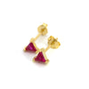 Teall Gold Triangle Coloured Gemstone Stud Earrings l Hypoallergenic