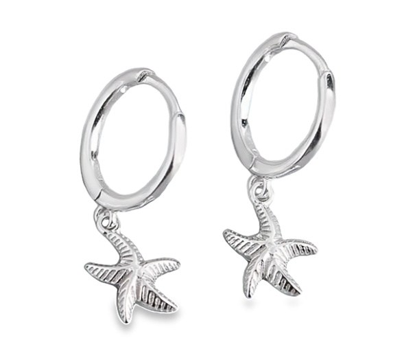 Teall Hoop Earrings with Starfish Drop Pendant l Hypoallergenic