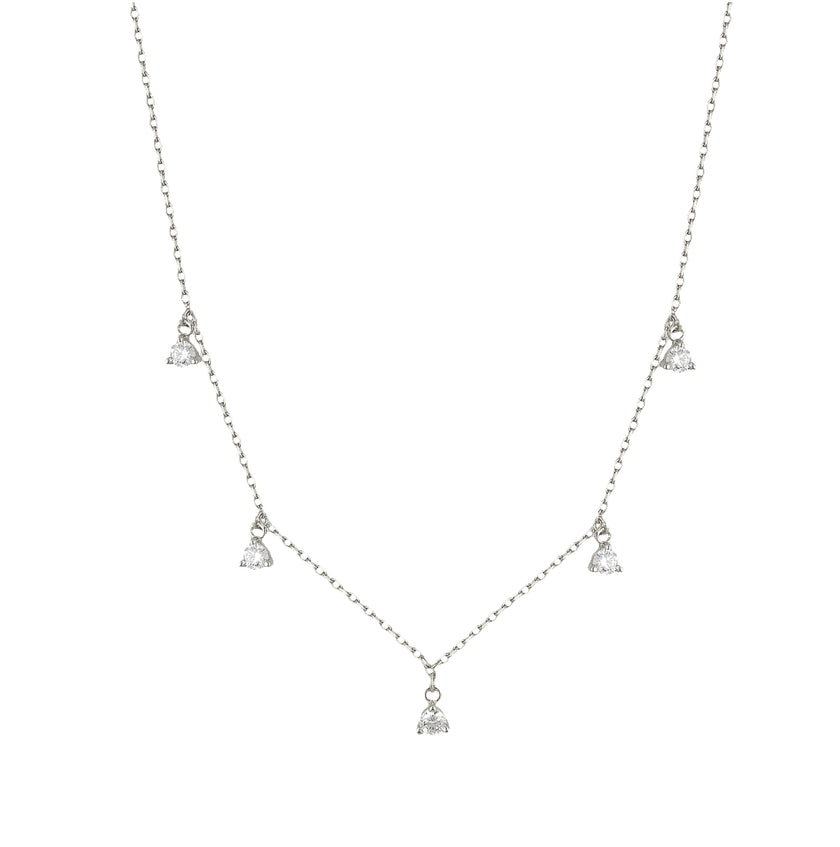 Necklace with small triangular pendants on a white background