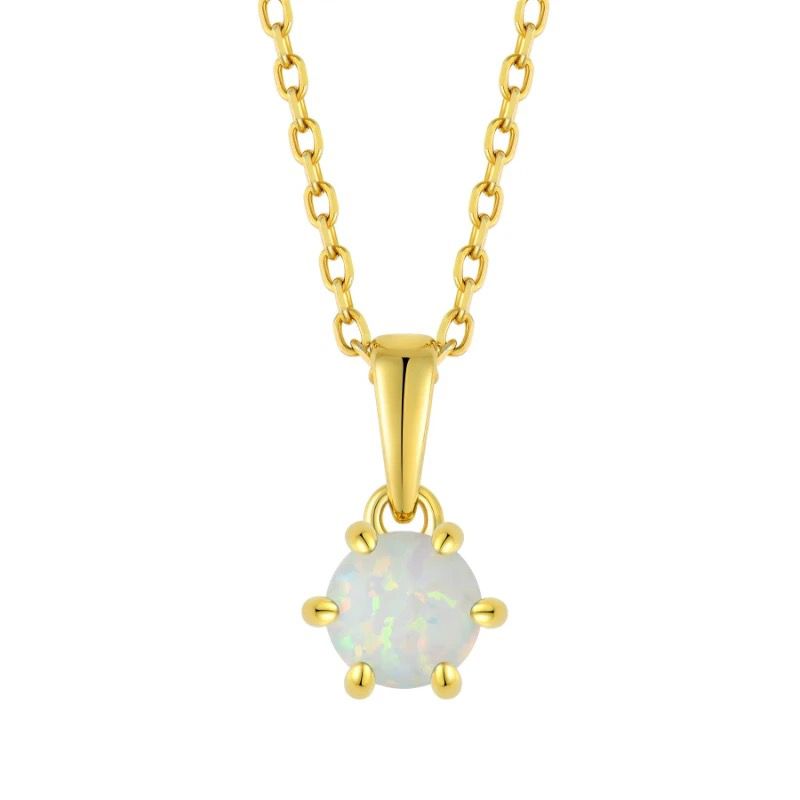 Aveline - Light Blue Opal Stone Gold Necklace