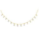 Gold Multiple Rectangle Drop Pendant Necklace with Clear Gemstone Detailing by Teall