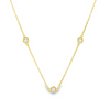 Gold necklace with three clear gemstone accents on a fine chain. Crafted in sterling silver, this minimal design makes the perfect gift or everyday layering piece by Teall Jewellery.