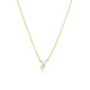 Teall Gold Chain Necklace with Pearl and Clear Stone Detailing