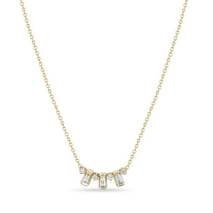 Gold Necklace with Unique Geometric Clear Stone Drop Pendant by Teall