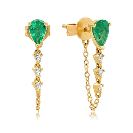 Teall Coloured Teardrop Stud Earrings with Clear Gemstone Drop Detailing l Hypoallergenic