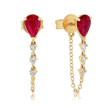 Teall Coloured Teardrop Stud Earrings with Clear Gemstone Drop Detailing l Hypoallergenic