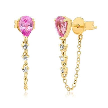 Teall Coloured Teardrop Stud Earrings with Clear Gemstone Drop Detailing l Hypoallergenic