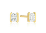 Teall Stud Earrings with Green Stone Rectangle Detailing l Hypoallergenic