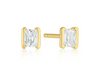 Teall Stud Earrings with Green Stone Rectangle Detailing l Hypoallergenic