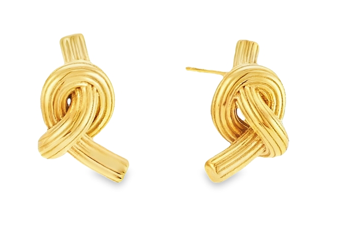 SKY  Gold Knot Stud Earrings