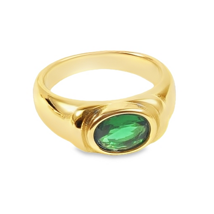 Teall Signet Ring With Coloured Gemstone Detailing