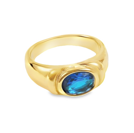 Teall Signet Ring With Coloured Gemstone Detailing