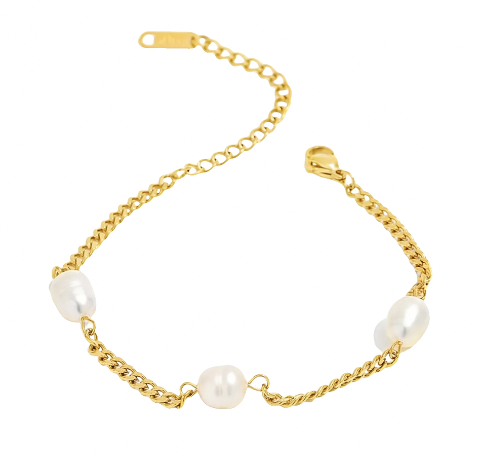 KIMORA - Gold Bracelet Adorned with Natural Pearls