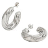 Teall Chunky Silver Twist Stud Hoop Earrings