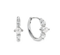 Teall Gold Huggie Hoop Earrings with Pearl and Clear Stone Detailing | Hypoallergenic
