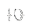 Teall Gold Huggie Hoop Earrings with Pearl and Clear Stone Detailing | Hypoallergenic
