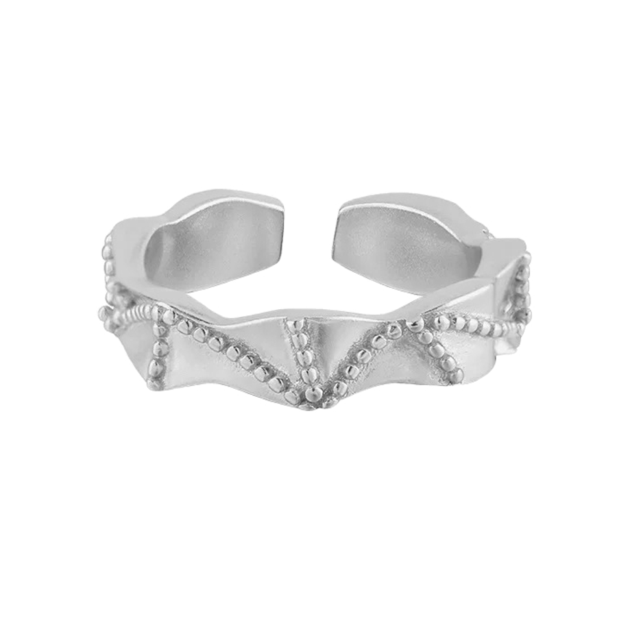 Teall Silver Adjustable Textured Ring