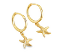 Teall Hoop Earrings with Starfish Drop Pendant l Hypoallergenic