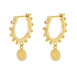 Teall Gold Earrings with Round Drop Pendant l Hypoallergenic