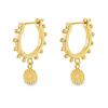 Teall Gold Earrings with Round Drop Pendant l Hypoallergenic