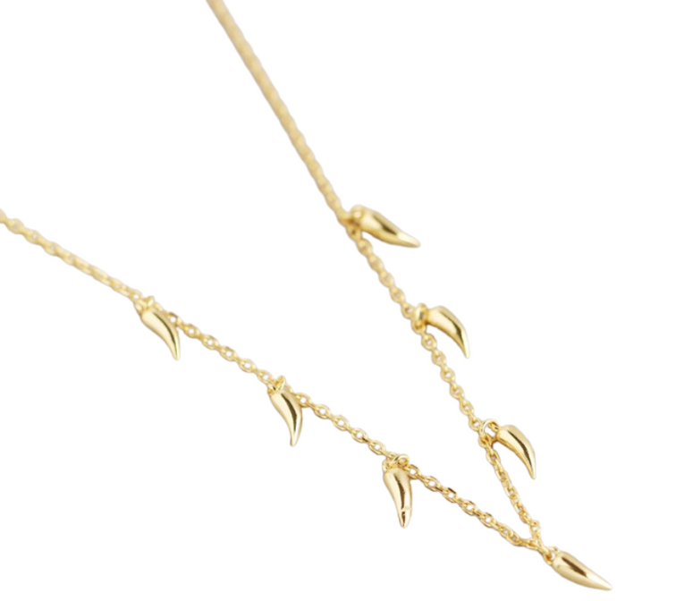 Teall Gold Necklace with Mini Chilli Pendants Detailing