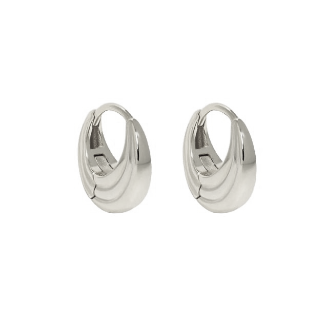 Sterling Silver Hypoallergenic Ribbed Huggie Earrings