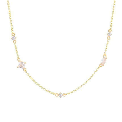 Teall Gold Necklace with Clear Stone Detailing
