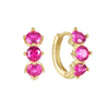 Teall Gold Huggie Hoop Earrings with Pink Gemstone Detailing l Hypoallergenic