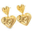 Gold Stud Statement Earrings with Drop Heart Pendant by Teall
