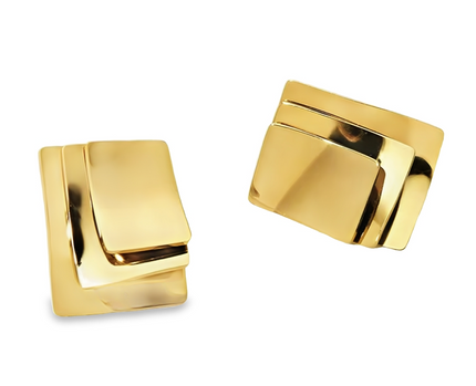 Teall Gold Square Geometric Statement Sud Earrings