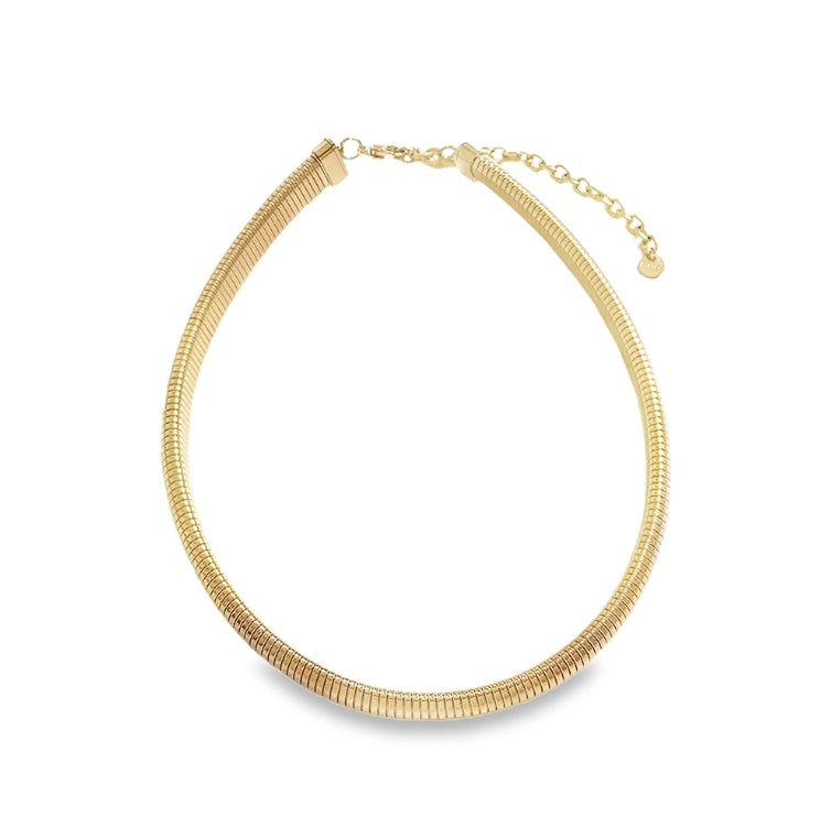 Gold necklace on a white background