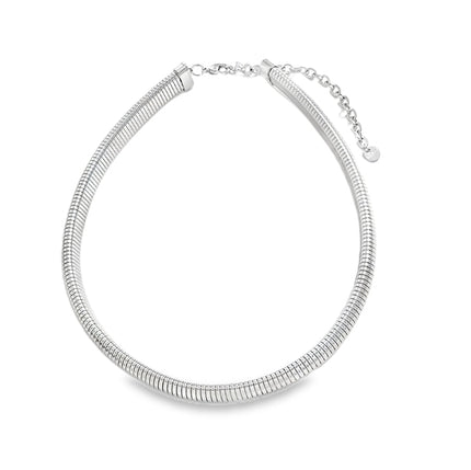 Silver necklace on a white background