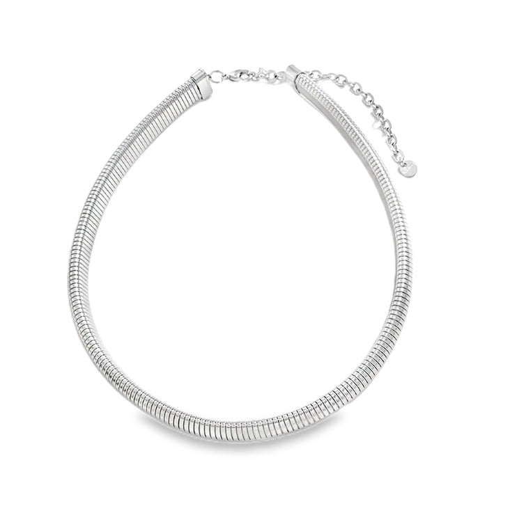 Silver necklace on a white background