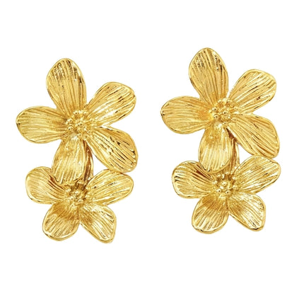 Teall Statement Stud Earrings with Flower Drop Pendant