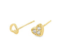 Mismatched Heart Stud Earrings With Clear Gemstone Detailing by Teall