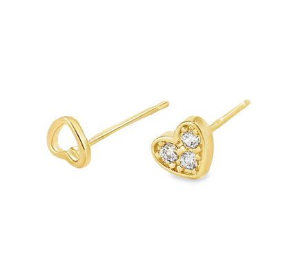 Mismatched Heart Stud Earrings With Clear Gemstone Detailing by Teall