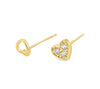 Mismatched Heart Stud Earrings With Clear Gemstone Detailing by Teall