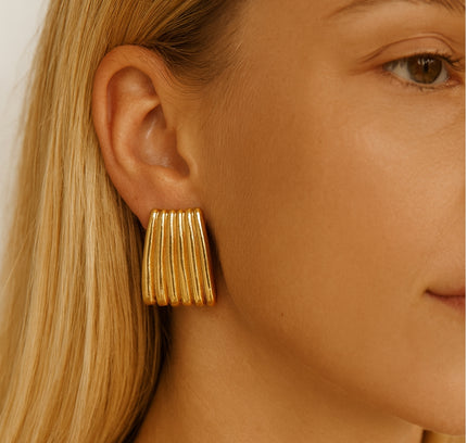 Ribbed Statement Stud Earrings by Teall