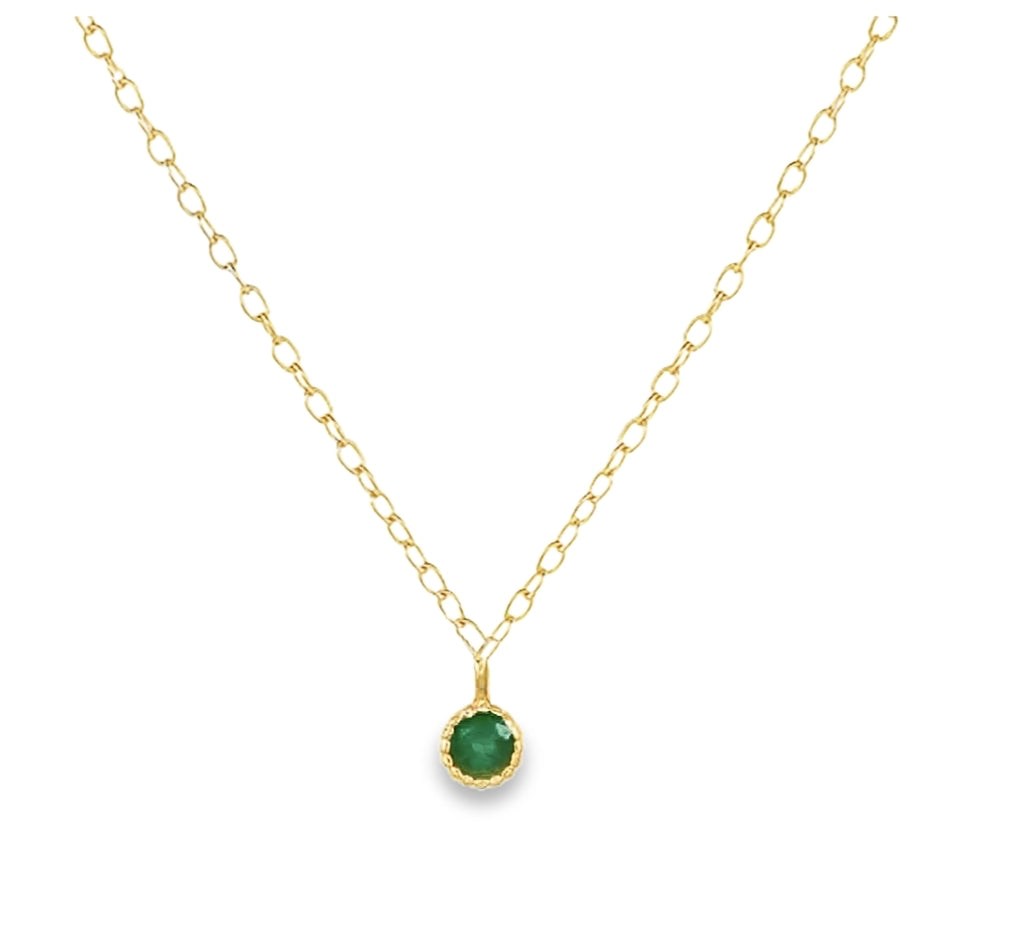Dainty Gold Round Green Gemstone Pendant Necklace by Teall