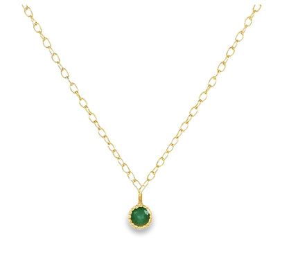 Dainty Gold Round Green Gemstone Pendant Necklace by Teall