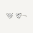 Teall Jewellery gold-plated heart-shaped stud earrings with sparkling stone clusters, dainty and elegant design on a white background.