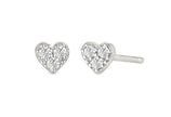 Teall Jewellery gold-plated heart-shaped stud earrings with sparkling stone clusters, dainty and elegant design on a white background.