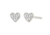 Teall Jewellery gold-plated heart-shaped stud earrings with sparkling stone clusters, dainty and elegant design on a white background.