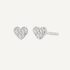 Teall Jewellery gold-plated heart-shaped stud earrings with sparkling stone clusters, dainty and elegant design on a white background.