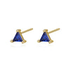 Blue Triangle Gold Studs on Clear background by Teall Jewellery Perth WA