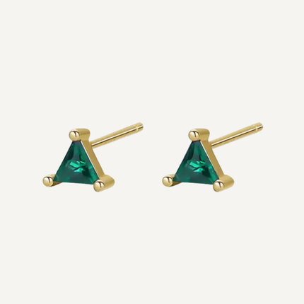 Green Triangle Gold Studs on Clear background by Teall Jewellery Perth WA
