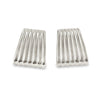 Teall Jewellery silver ribbed rectangular stud earrings with a sleek, sculptural design shown on a white background